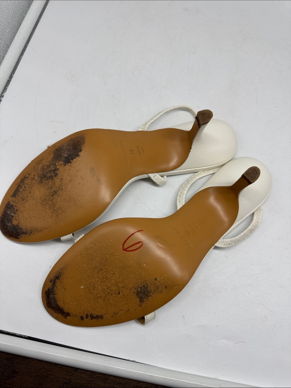 Reformation White Sling Back Heels Size 10 - Picture 15 of 16